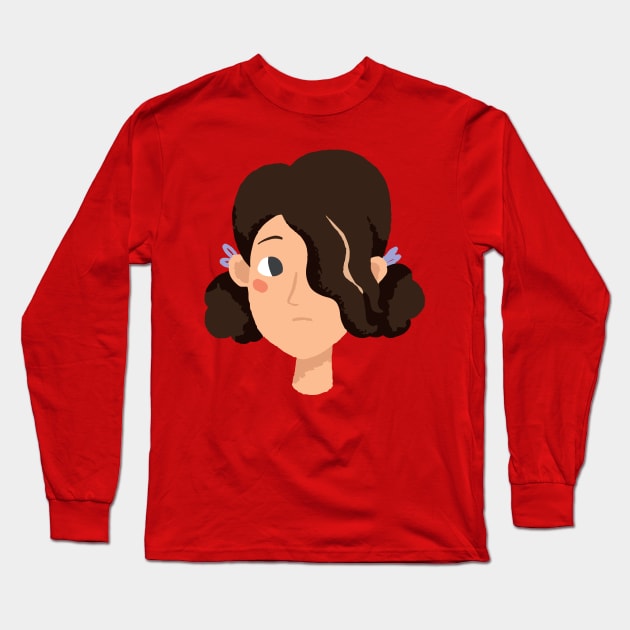 Girl Brown Hair Ponytails Long Sleeve T-Shirt by JunkyDotCom